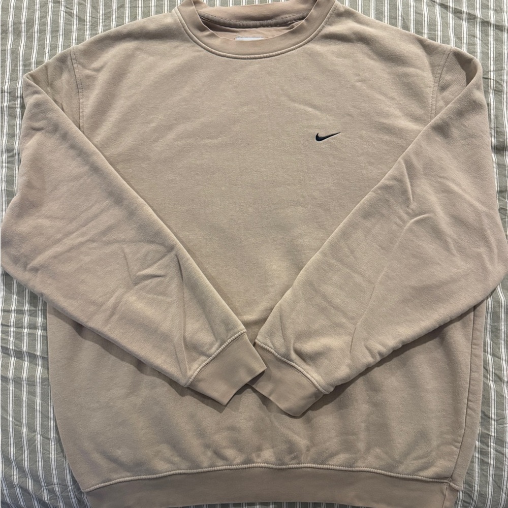Vintage Nike Men Sweatshirt SilverTag Tan Size L Y2K
